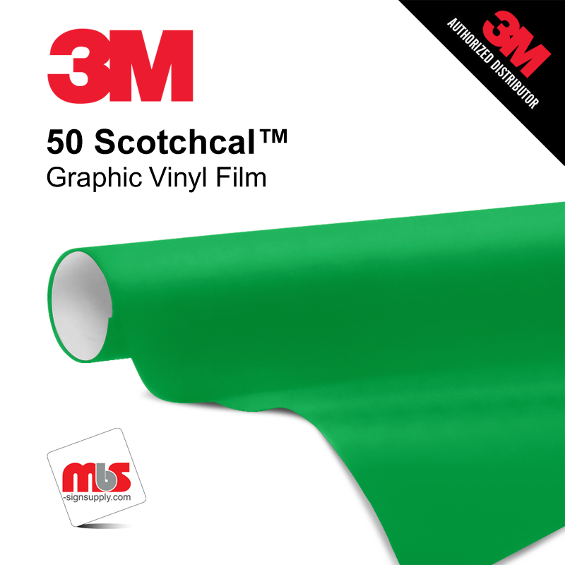 30'' x 50 Yards 3M™ Series 50 Scotchcal Gloss Bright Green 5 Year Punched 3 Mil Calendered Graphic Vinyl Film (Color Code 745)
